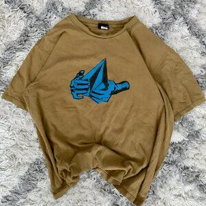 Vintage Y2K Volcom Tee Hands Logo Men’s XL Brown Khaki Skating Biking Summer
